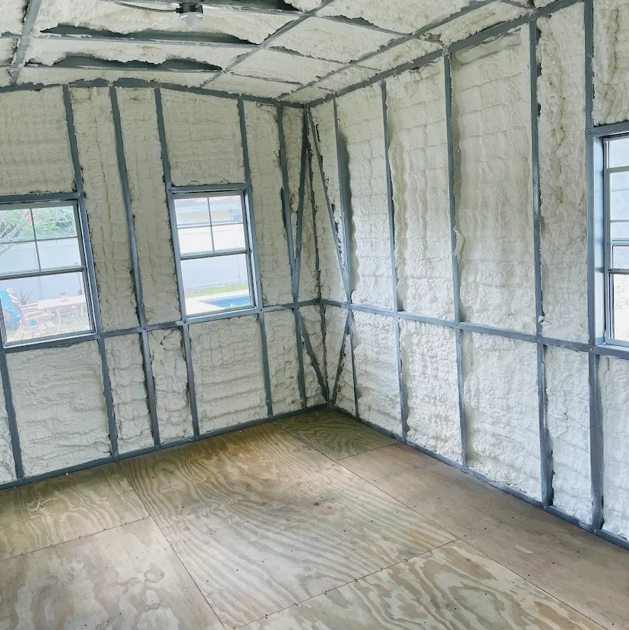 Closed-cell spray foam insulation applied to wall cavities in a residential project in North Fair Oaks